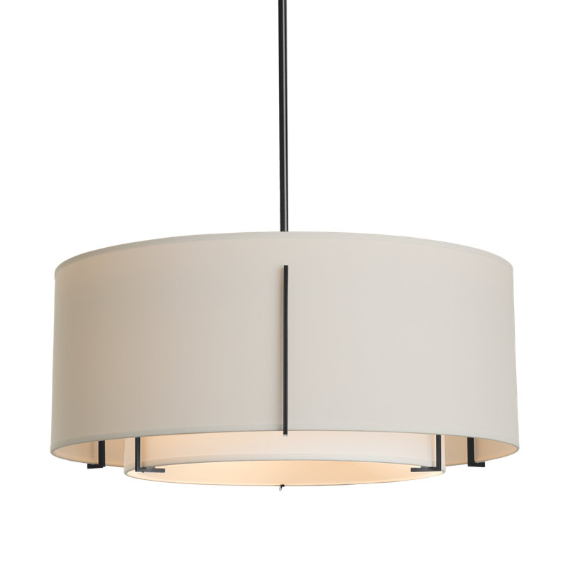 Exos 1 - Light Unique/Statement Drum Pendant, Flax, Black