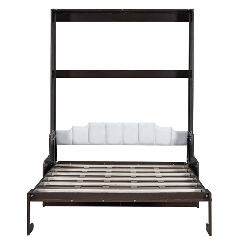 Grand lit escamotable mural avec coussin, Espresso