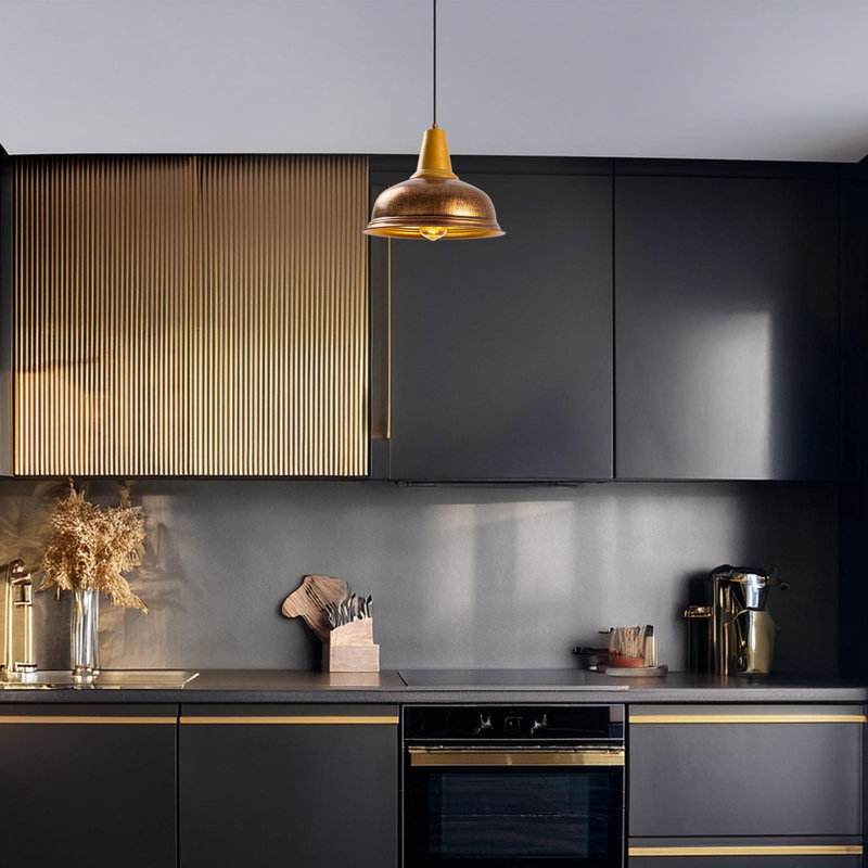 Luminaire suspendu simple en métal à hauteur réglable avec capuchon en métal