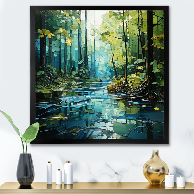 " Drip Natures Pulse River II ", Black Single Picture Framed, 16" H x 16" W x 1" D
