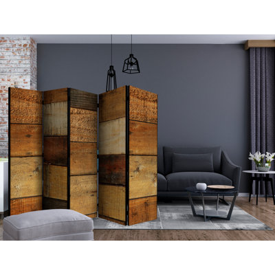 225cm W x 172cm H 5 - Panel Wood Folding Room Divider