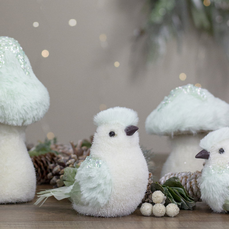 Oiseau de Noël 4,25 "vert clair avec paillettes
