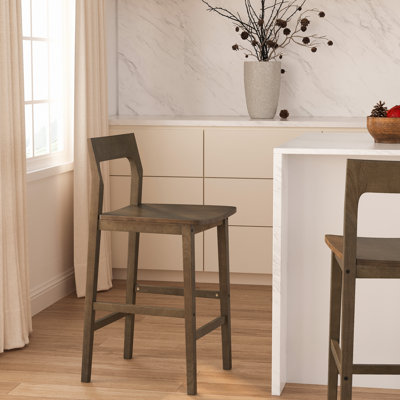 Solid Wood Counter Stool With Footrest