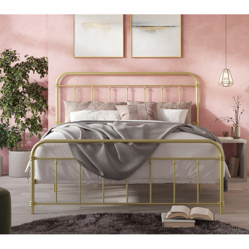 Aldiana Metal Slat Bed, Queen, Gold