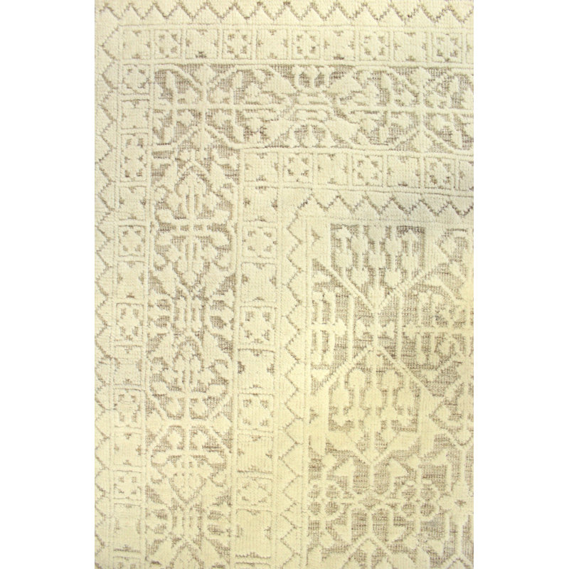 Tapis oriental beige en laine fait à la main 8 pi x 10 pi