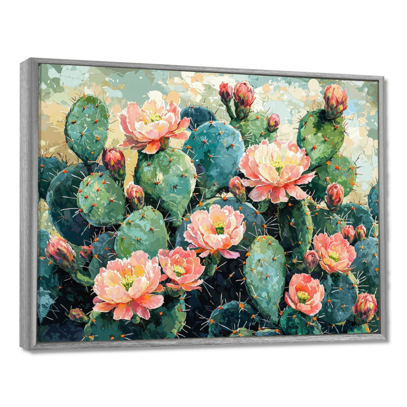 Décoration murale Cactus Garden In Bloom III - cactus, H 30 po x l 40 po, Avec cadre, Argent argent