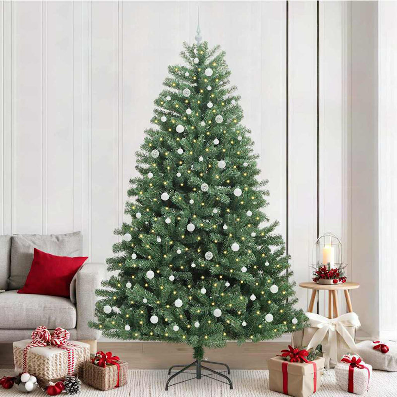 Artificial Hinged Christmas Tree Green PVC and Metal, 7.87 ft