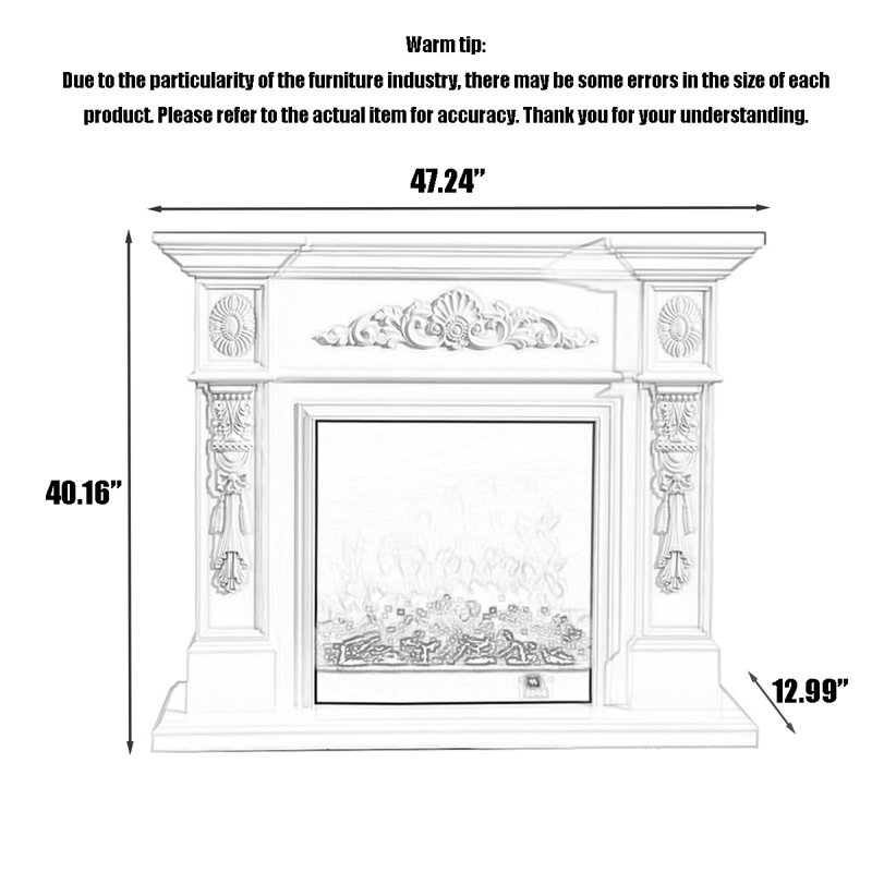 European-style solid wood frame electric LED simulated flame decorative fireplace core fireplace, Brown