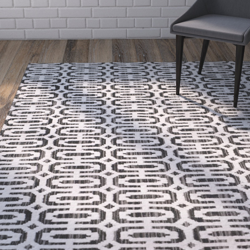 Tapis en viscose tissé à la main Damalis, Rectangle 6 pi x 9 pi