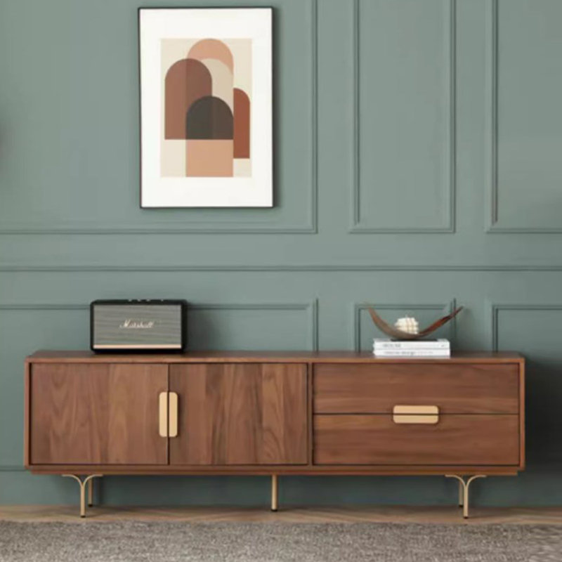 Meuble télé en bois massif rétro au design simple