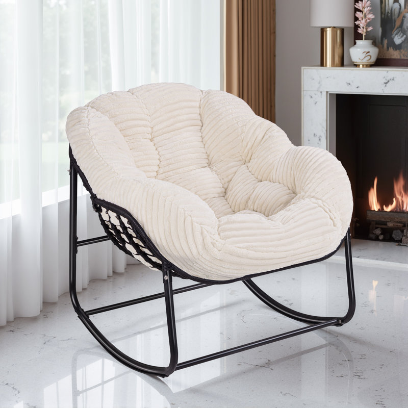 Chaise berçante surdimensionnée avec coussin, Beige