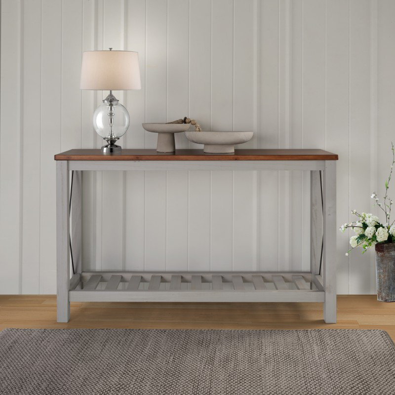 132cm Solid Wood Console Table, Grey