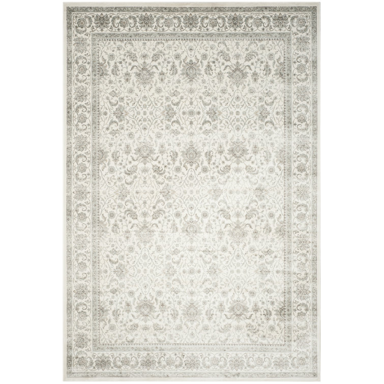 Setser Garden Viscose Oriental Rug in Beige/Gray