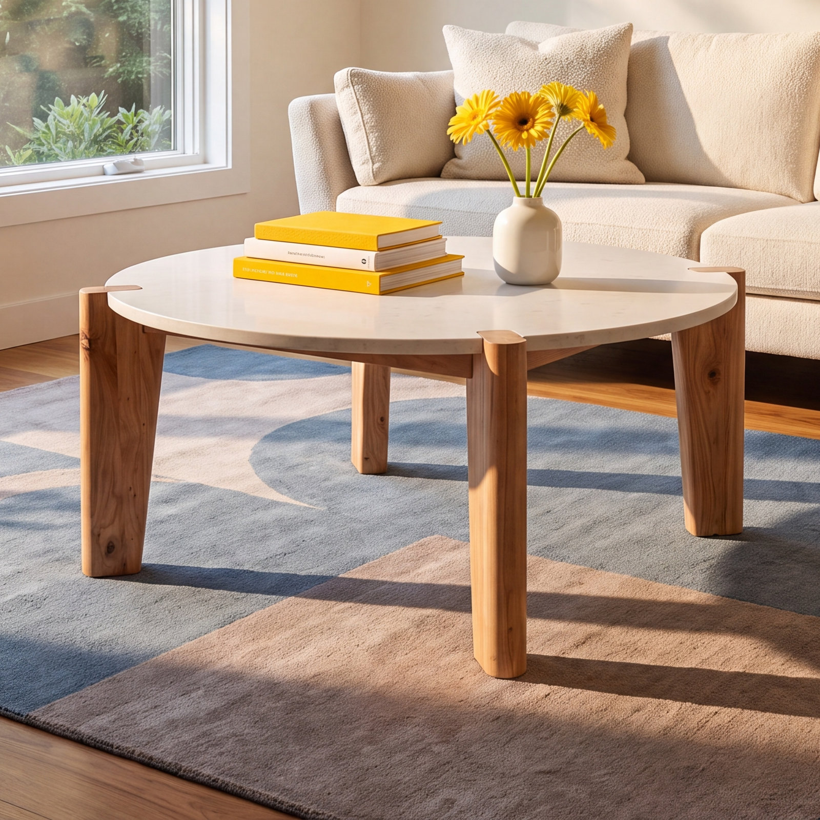 Beorn Single Coffee Table, White/Natural