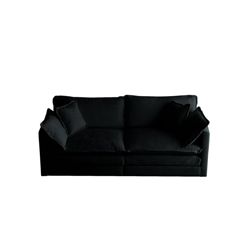Chenille moderne - Structure en bois noir avec revêtement doux et relaxant