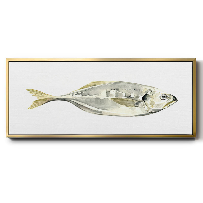 Silver Fish III- Framed Canvas, 12" H x 30" W