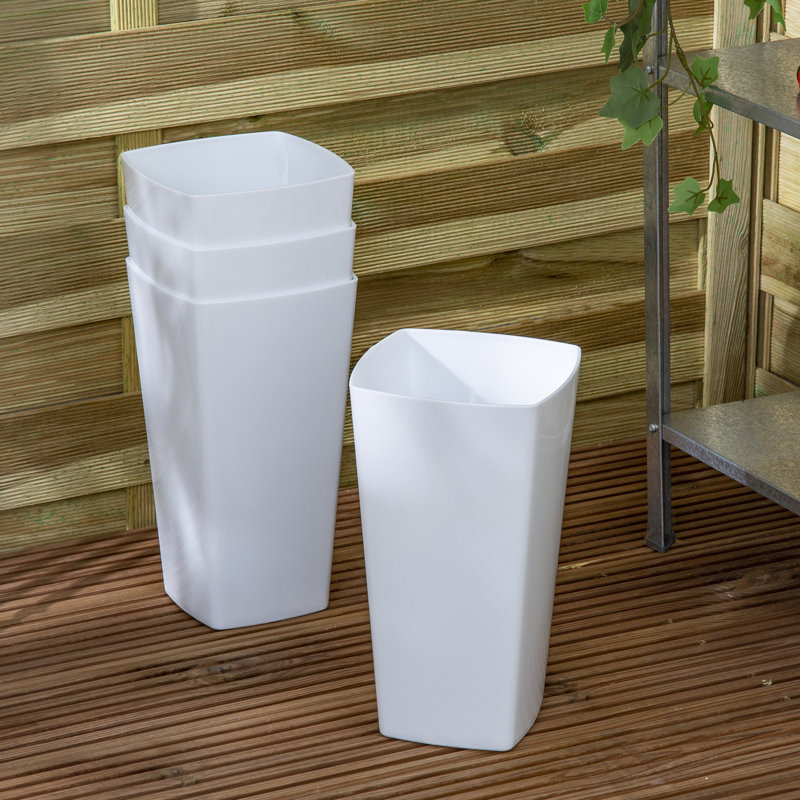 Wham Studio Square Planter Cover, White, 29cm H x 16cm W x 16cm D