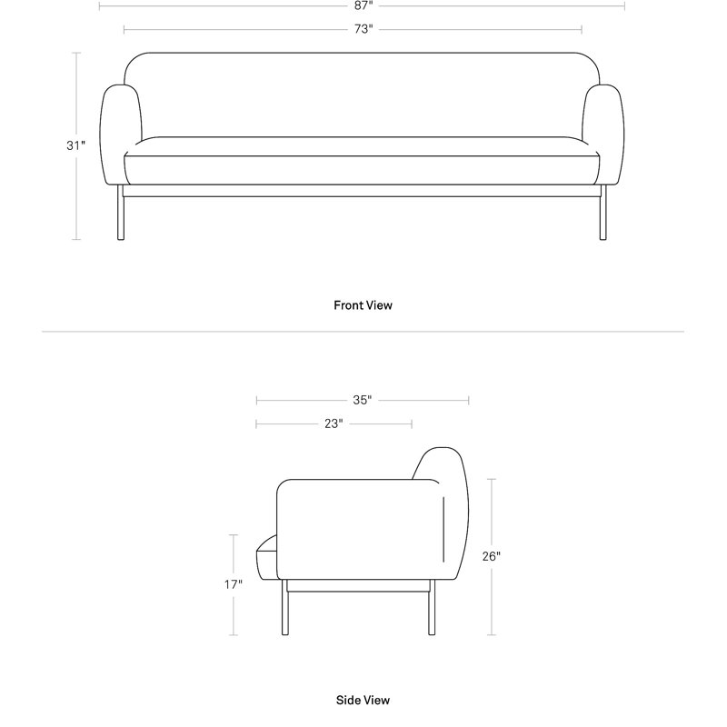 Puff Puff Leather Sofa, 31" H x 87" W x 35" D