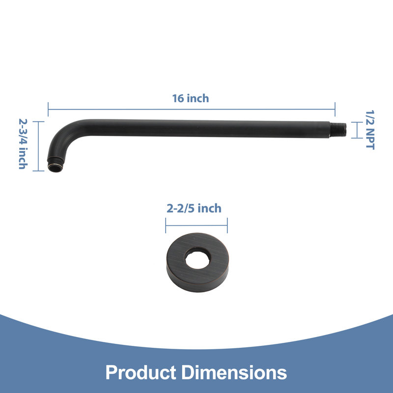 16" Oil Rubbed Bronze Wall Mounted Shower Arm