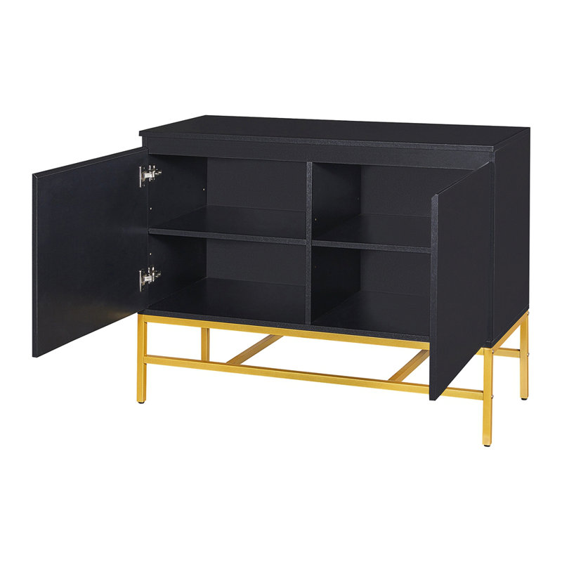 Buffet minimaliste et luxueux à deux portes avec pieds en métal doré pour le salon et la salle à manger