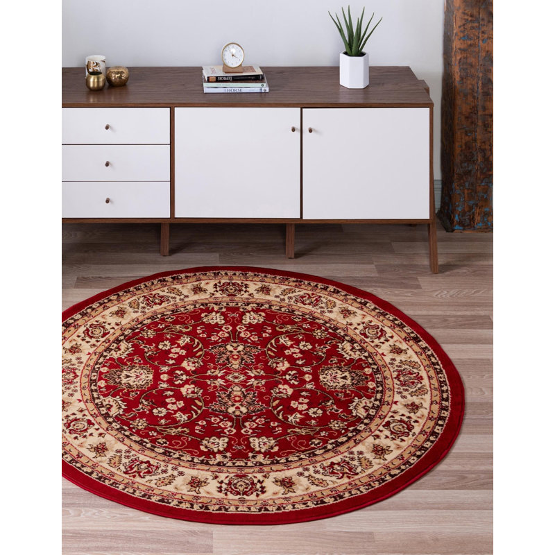 Bhatari Indoor Rug, Round 3'3", Burgundy