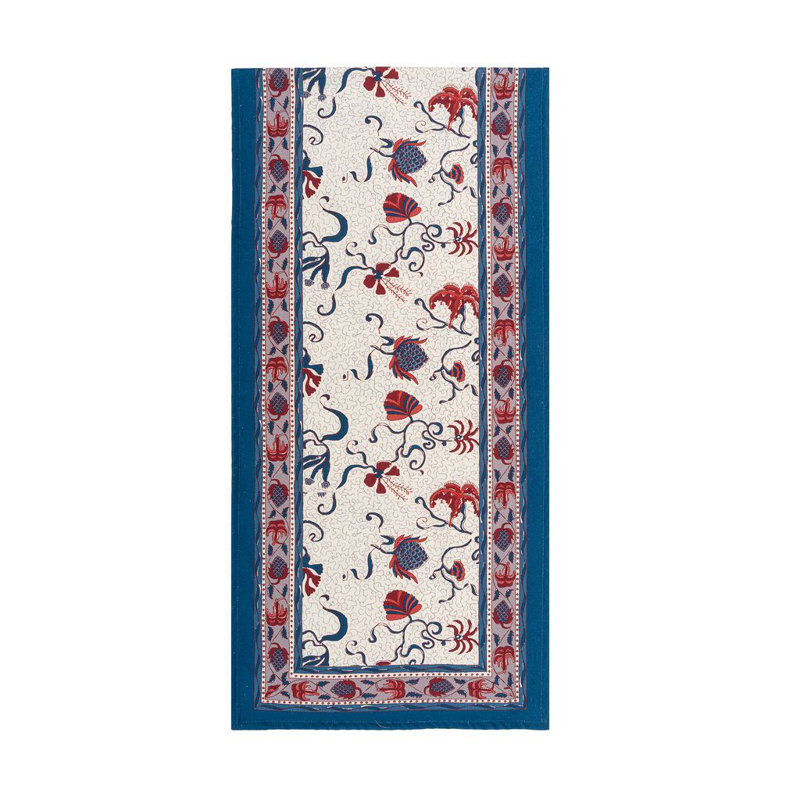Clowe Table Runner, 90" x 16", Blue/Red