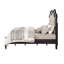 Grand lit Chelmsford, tissu beige et finition noire antique-73039487