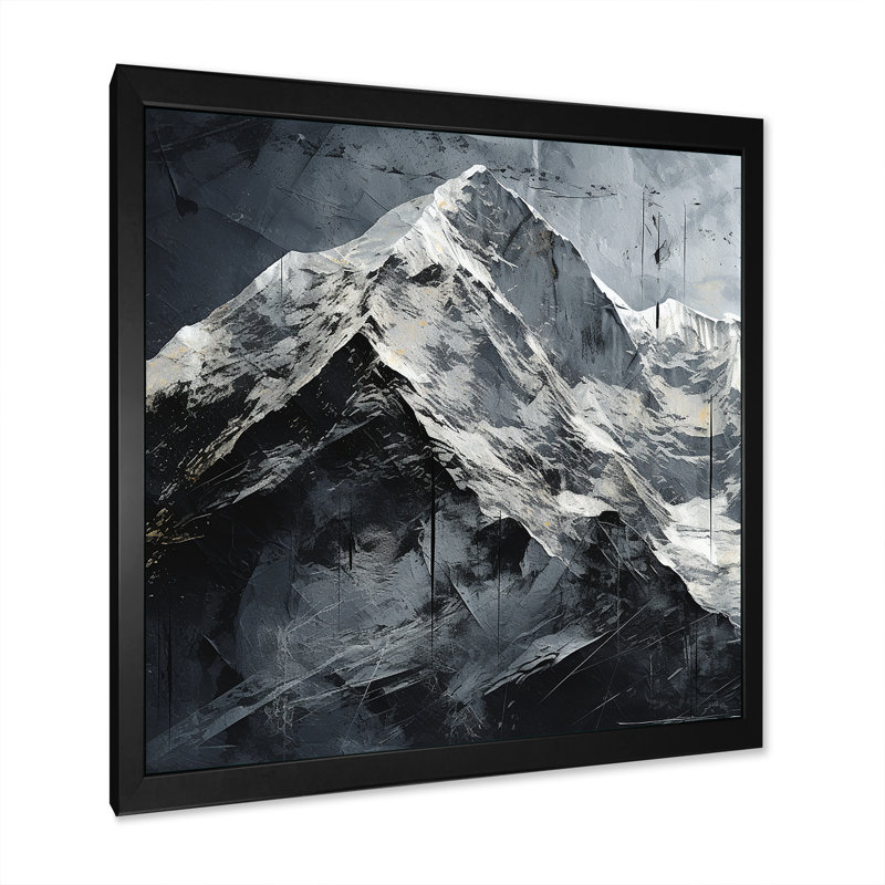 Snowy Mountain Peak sur toile, H 24 po x l 24 po x P 1 po, Cadre simple noir