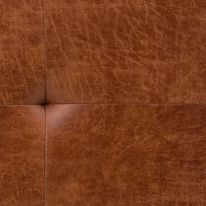 Lacey 41"W Vegan Leather Contemporary Tufted Ottoman Bench with Stitching Detail, Distressed Saddle Brown