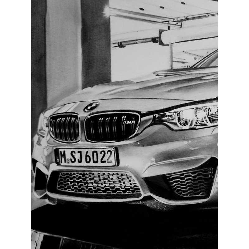 Voiture de vos rêves | Gris anthracite et graphite sur papier | Par Paras Pringal