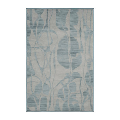 Tapis bleu abstrait lavable à la machine