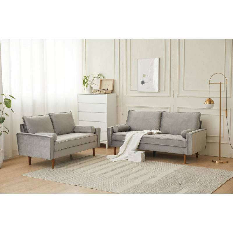 Causeuse rembourrée Mearline, Velours gris