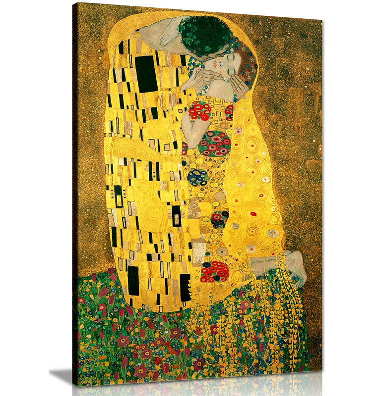 Kiss by Gustav Klimt - Wrapped Canvas Painting, 31cm H x 20cm W