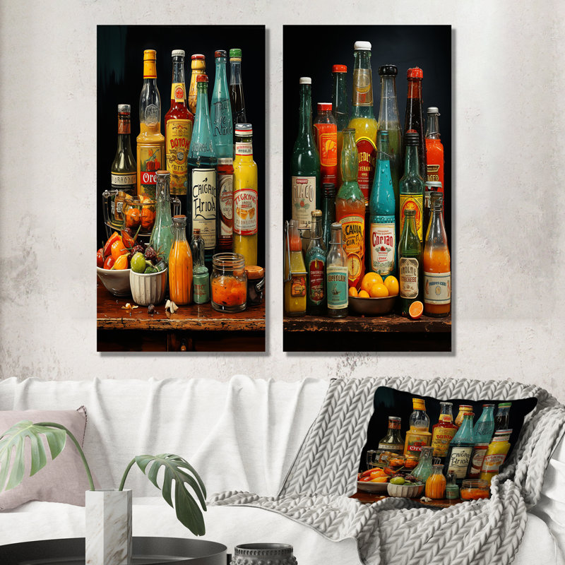 Conditments Popart Flavour Collage - Ensemble de 2 décorations murales Condiments, H 28 po x l 25 po, Toile tendue