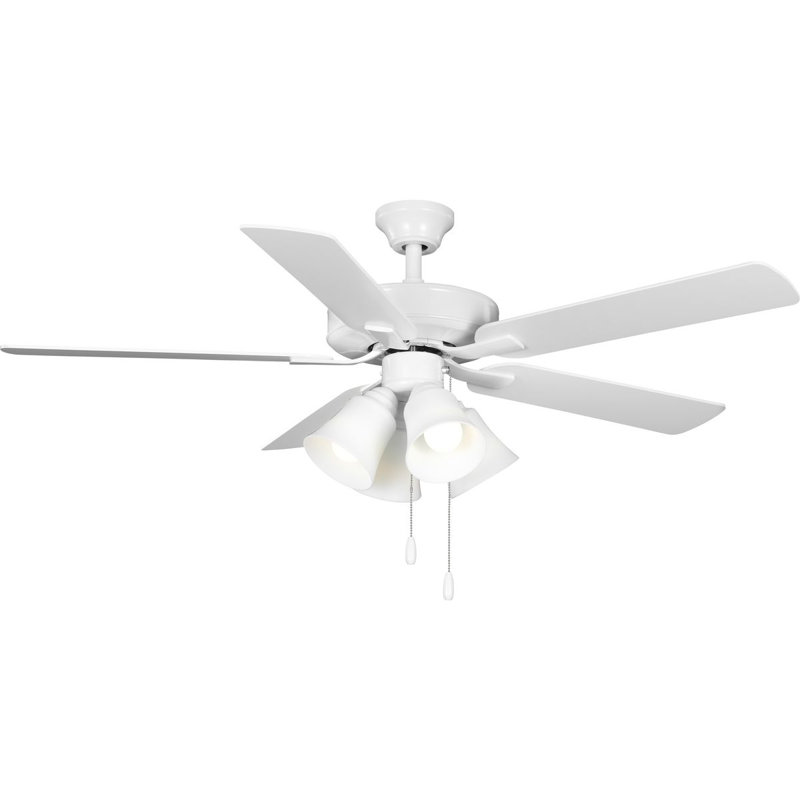52'' Ceiling Fan with Light Kit, White