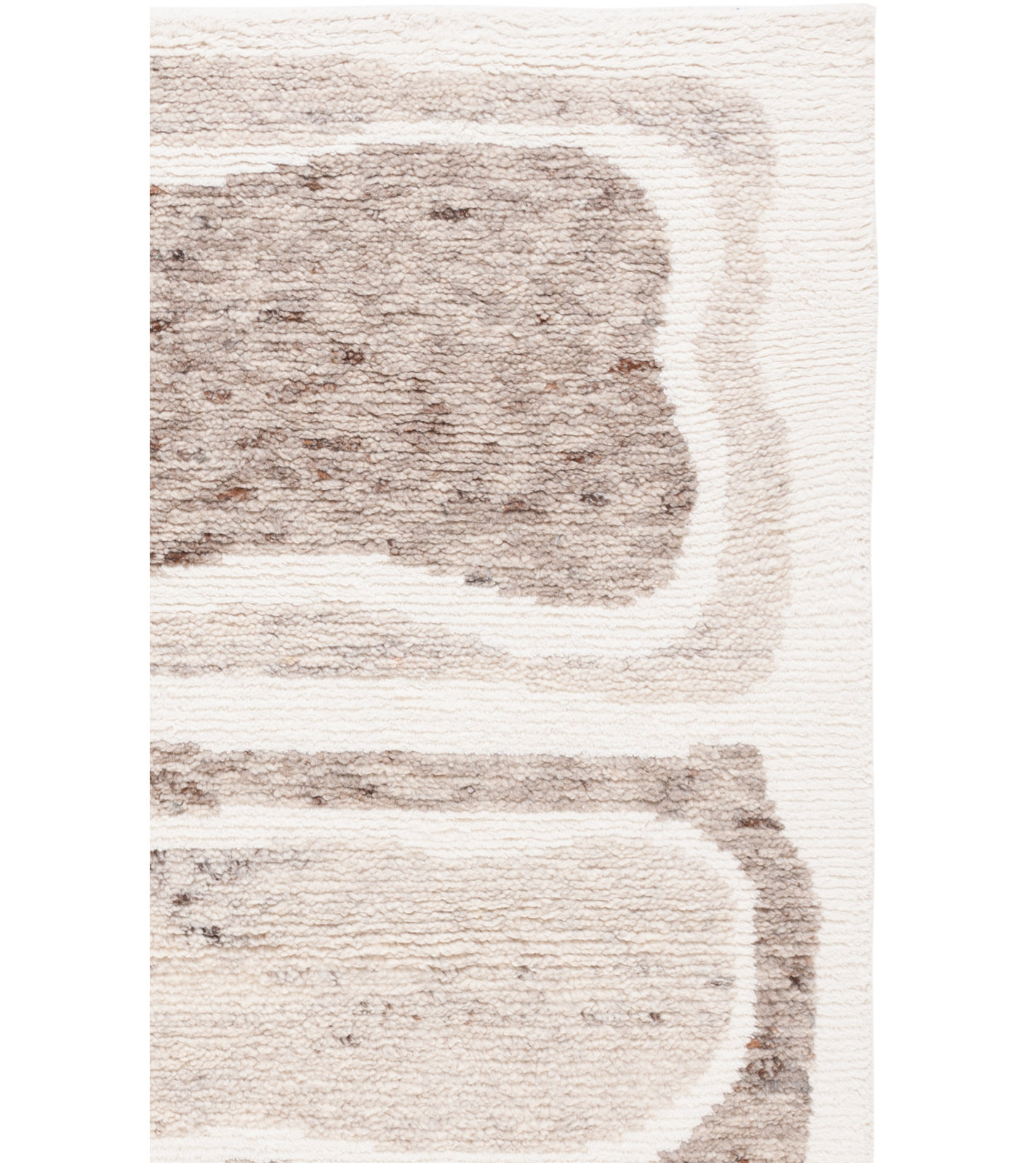 Serana Abstract Hand-Knotted Wool Area Rug in Ivory/Brown, Square 6'