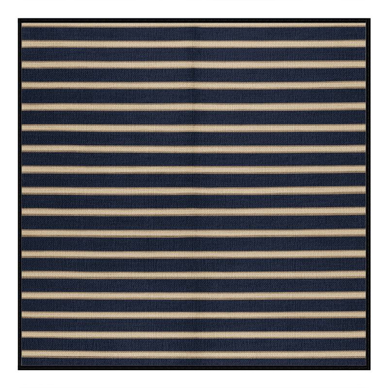  Tapis lavable rayé crème marine, Rectangle 7 pi x 9 pi