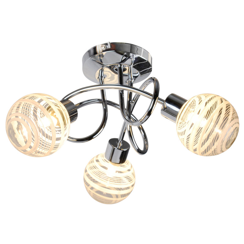 Wiggs Glass Semi Flush Mount, Chrome/Striped