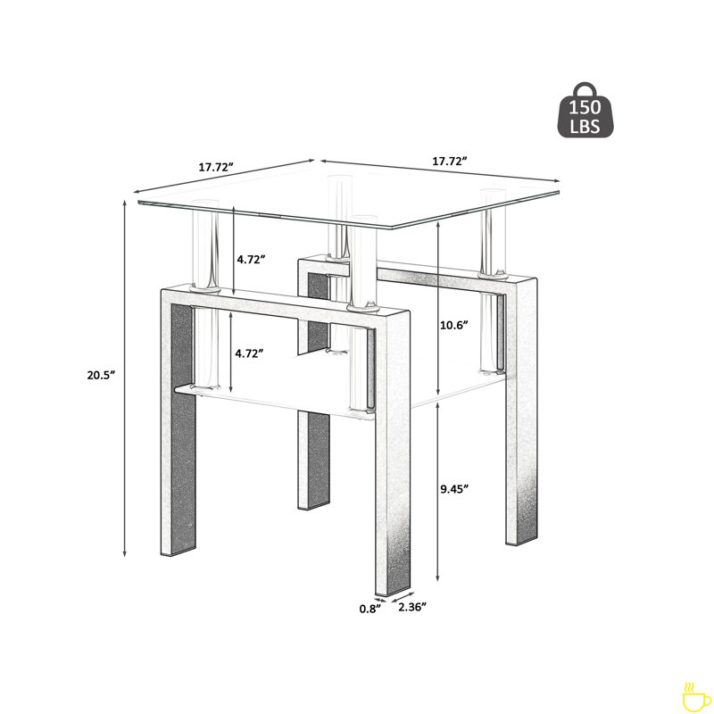 Table basse Modern, Transparent, Noir / blanc