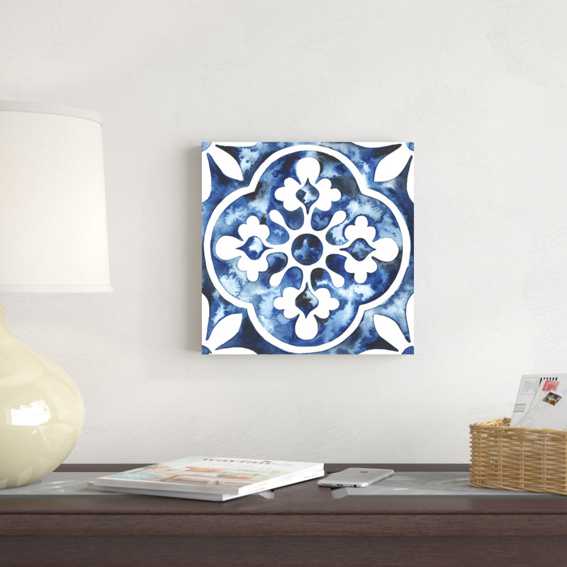 " Cobalt Tile I " by Grace Popp Painting Print, 12" H x 12" W x 1.25" D