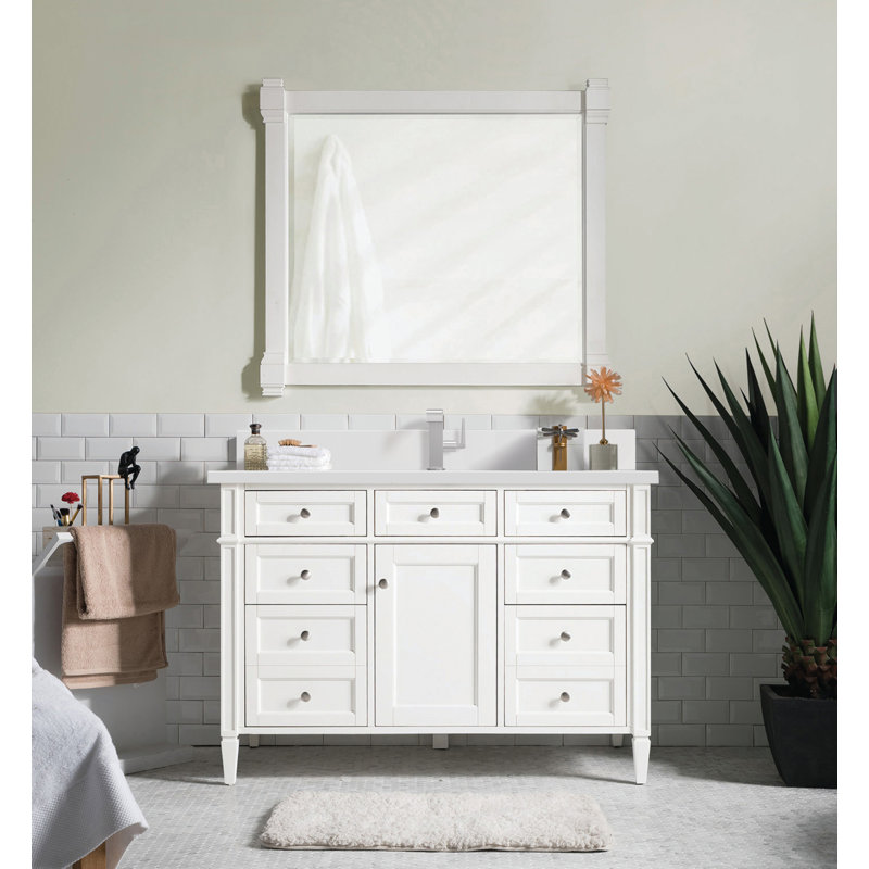 Brittany 48'' W Single Vanity, White Zeus, Smokey Celadon, 8" Widespread