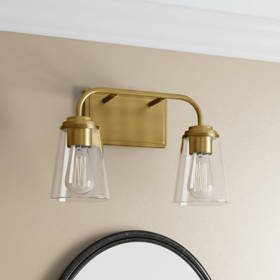 Briley 2-Light Dimmable Vanity Light in Natural Brass