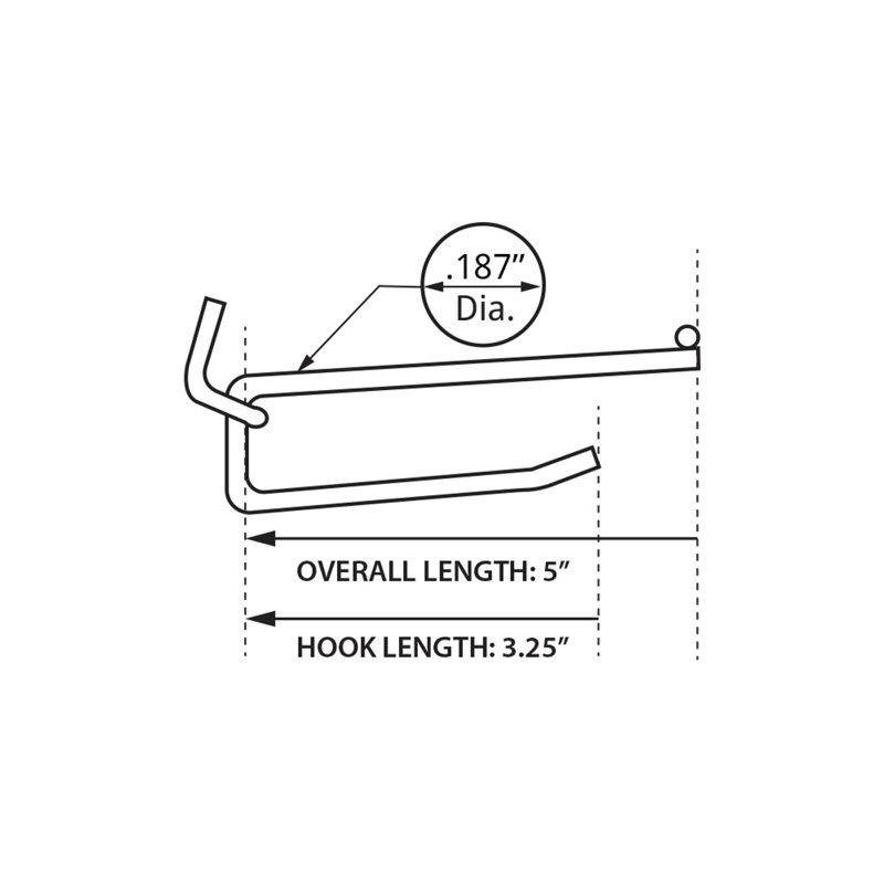 4" Metal Wire Flip Scan Hook .187" Diameter, 50-Pack, 4"