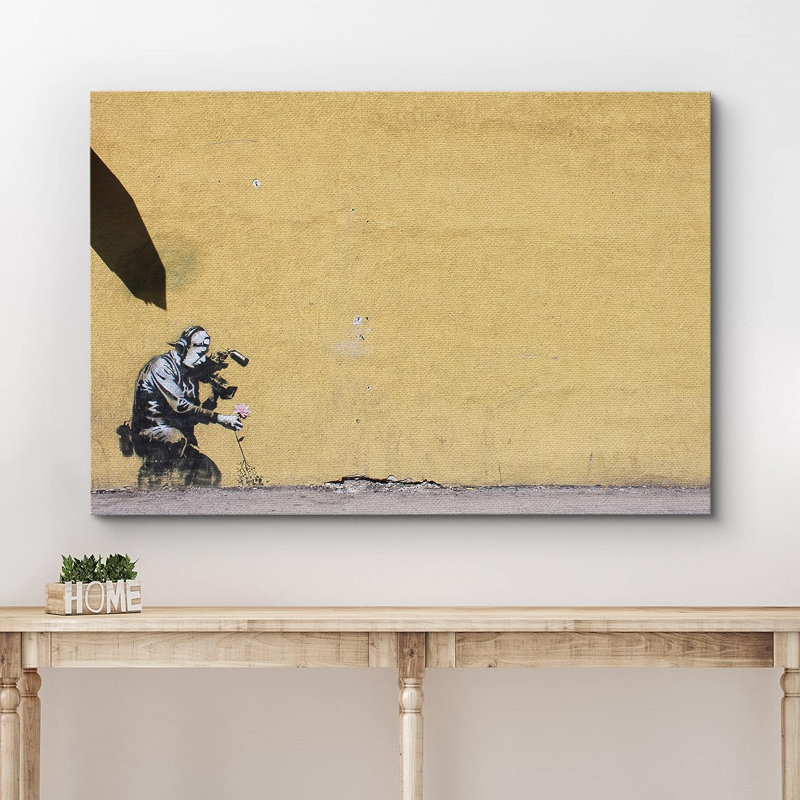 Impression sur toile Banksy, Toile tendue, H 24 po x l 36 po x P 1,5 po