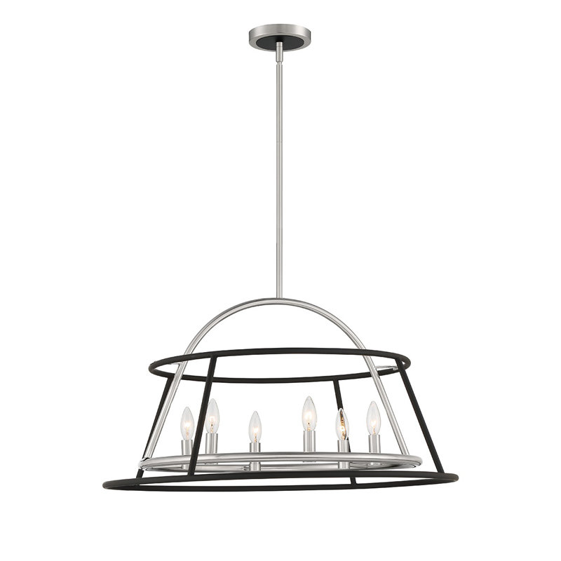 6lt Chandeiler, noir + nickel, H 16,75 po x l 3,25 po x P 3,25 po