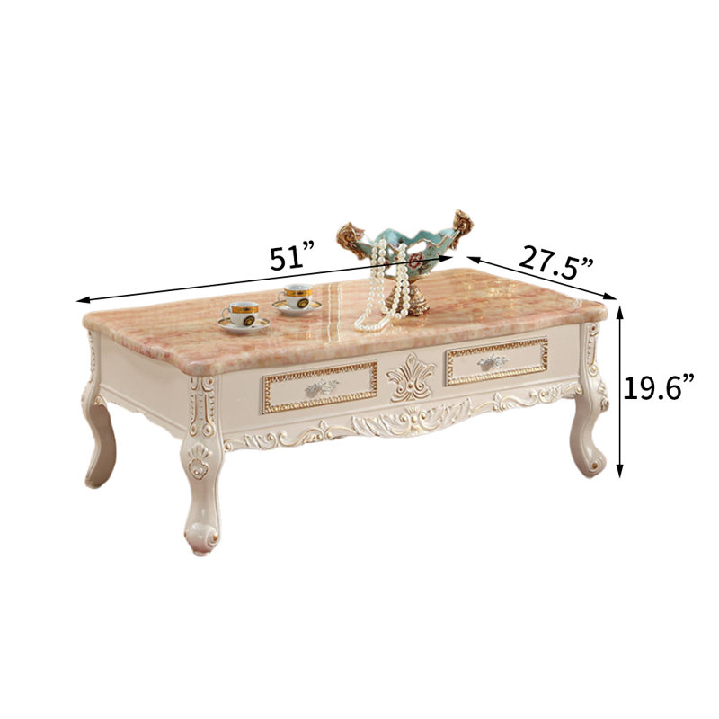 Asilee Marble Top Single Coffee Table, Colorful, Beige