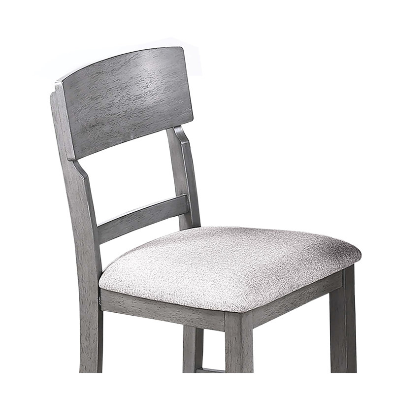 Gris classique de 2 chaises hautes de salle à manger en tissu à dossier pour une pièce élégante et fonctionnelle, Gris