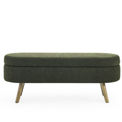 Oval With Storage Compartment - 43.5"X16"X16", Handmade, Rubber Wood Legs 43.5"X16"X16" Footstool Chair Legs, Practical