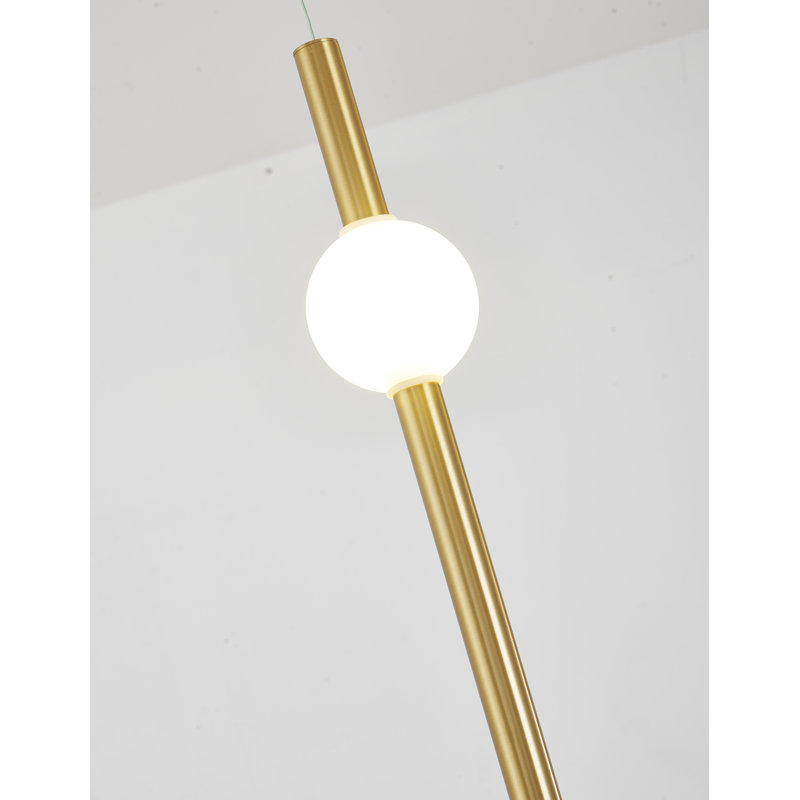1-Light Gold LED Pendant With White Acrylic Shade