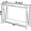 Console industrielle avec rangement à 2 niveaux, finition chêne rustique et structure en V en métal pour le vestibule, le couloir ou le salon